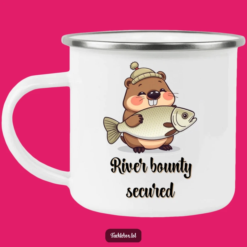 Funny Beaver Fishing Hat Camping Mug - Hilarious Companion for Outdoor Success!