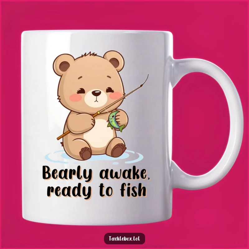 Funny Bear Cub Fishing Mug: Adorable & Hilarious Gift for Anglers