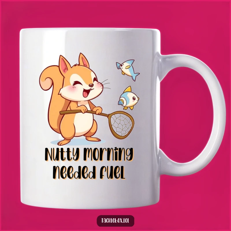 Funny Squirrel Catching Fish Mug: Energetic & Hilarious Gift Idea