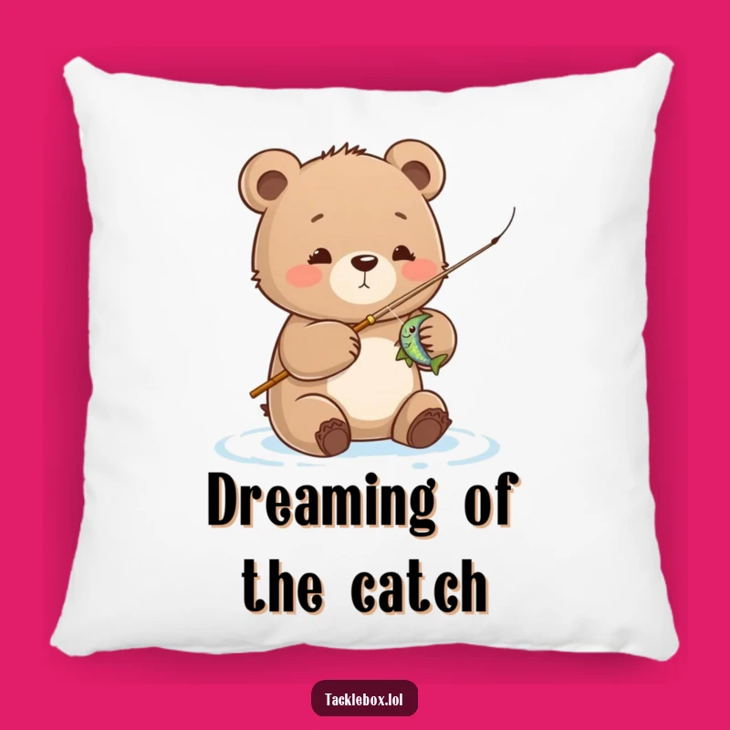 Funny Bear Cub Pillow: Cozy & Cute Fishing Comfort Gift