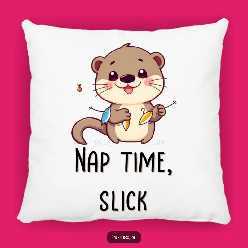 Funny Otter Pillow: Soft Comfort with Playful Juggling Art Gift
