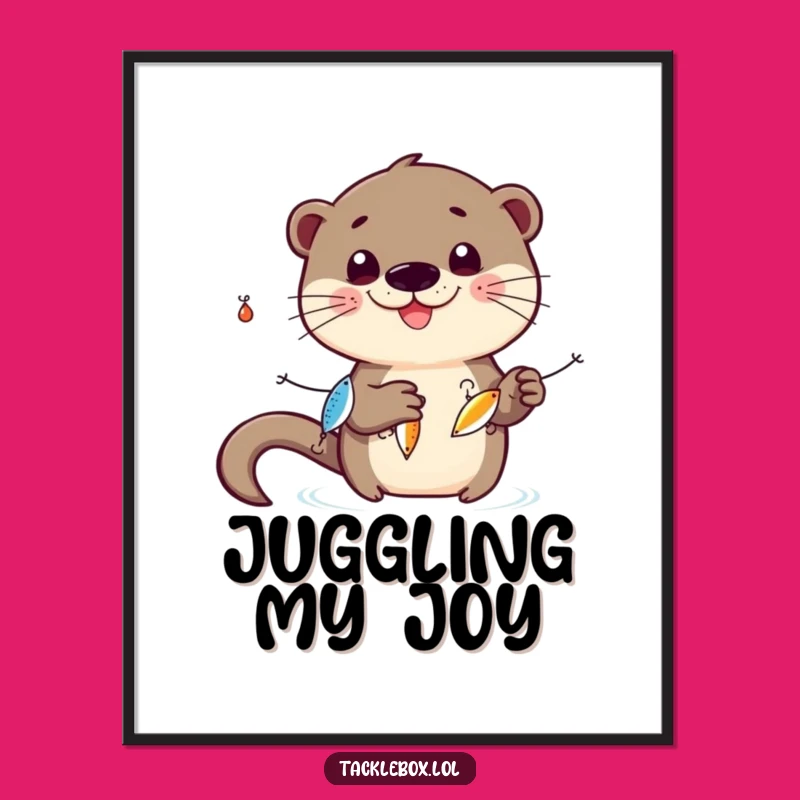 Funny Otter Juggling Digital Art: Instant Playful Decor & Gift