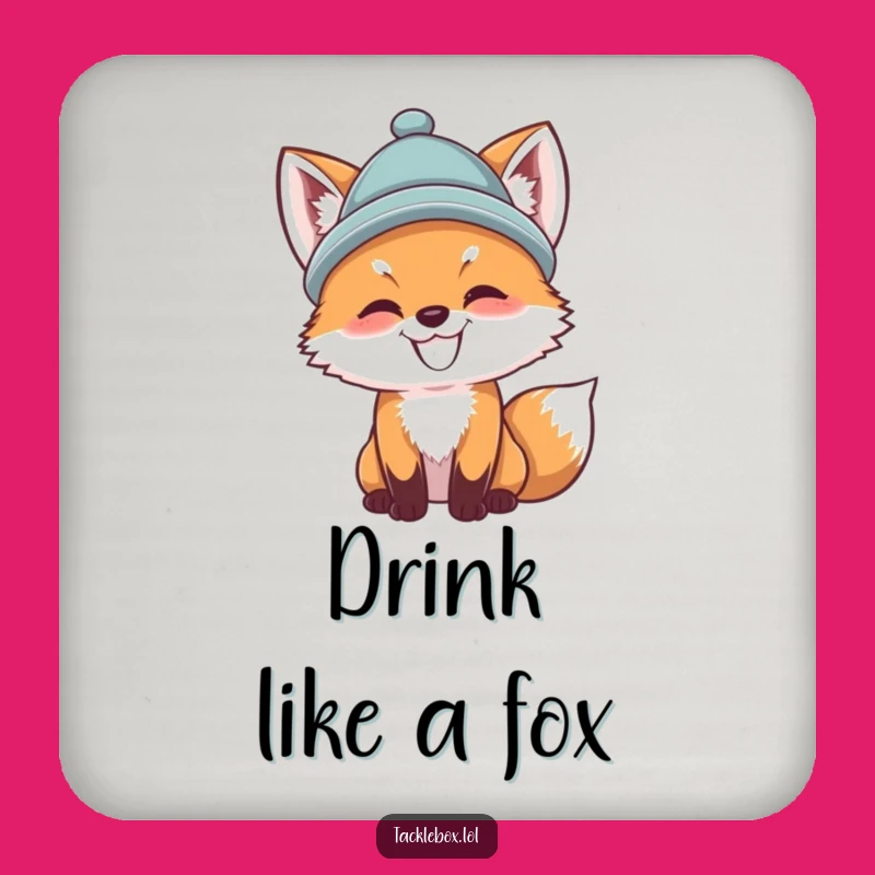 Funny Fox Cub Coaster: Protect Surfaces with Dapper Angler Art