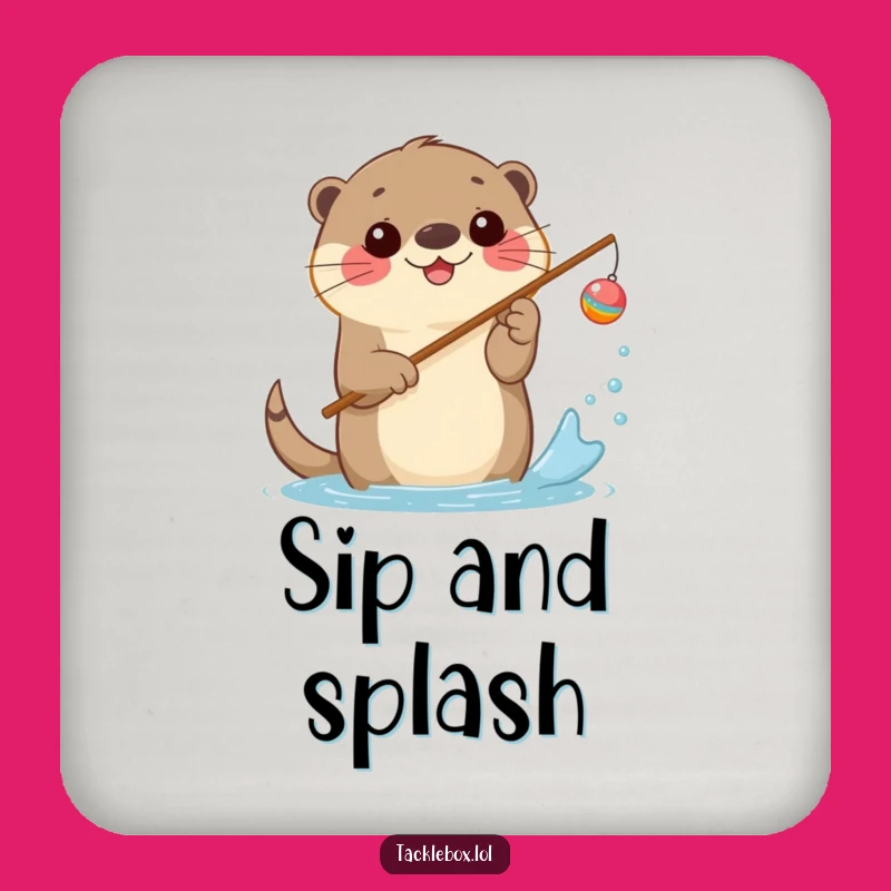 Funny Otter Fishing Coaster - Hilarious Protection for Table Surfaces!