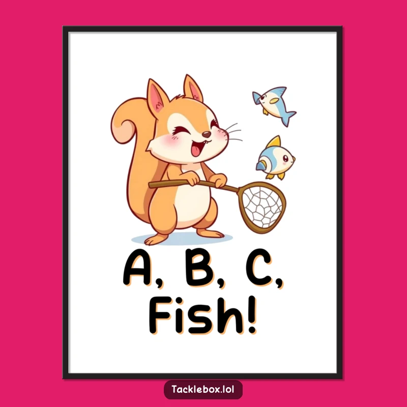 Funny Squirrel Fish Poster: Energetic Wall Art & Humorous Gift
