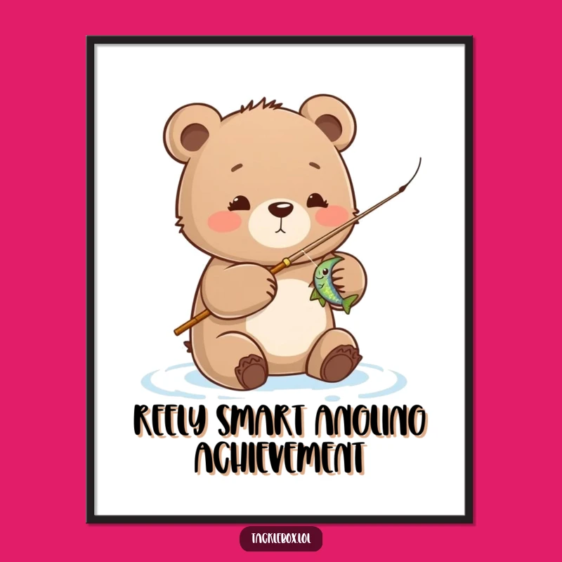 Funny Free Printable Wall Art: Bear Cub Fishing Adventure Downloadable Decor