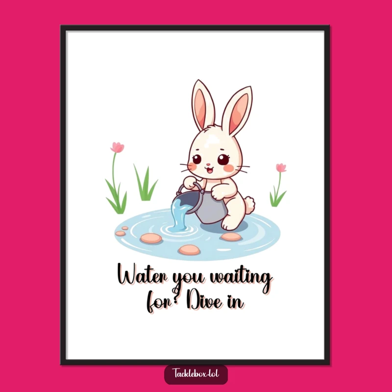 Funny Free Printable Wall Art: Rabbit Water Scooping Joy Downloadable Decor