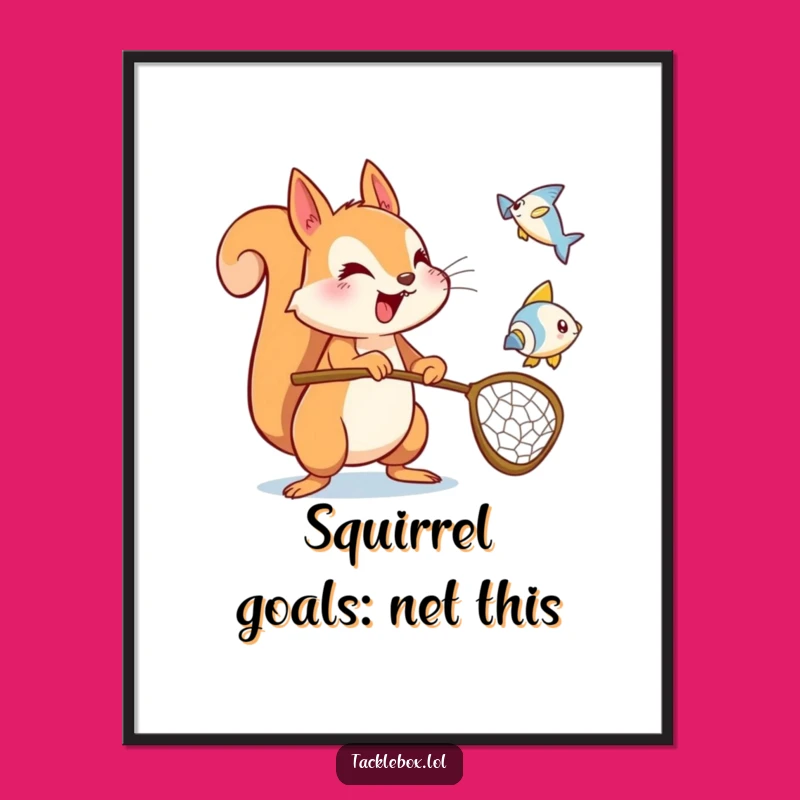 Funny Free Printable Wall Art: Squirrel Netting Adventure Downloadable Decor