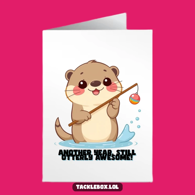 Free Printable Otter Birthday Card: Fishing Fun Splash Downloadable Gift