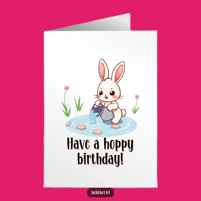 Free Printable Birthday Card: Funny Rabbit Water Fun Downloadable Gift for Grins
