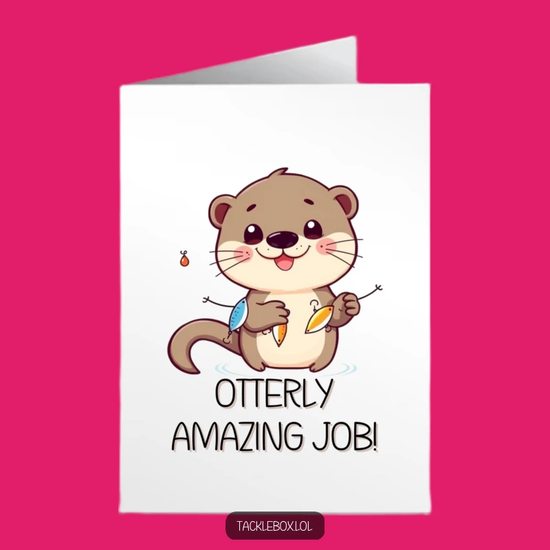 Free Printable Congrats Card: Otter Juggling Success Downloadable Gift