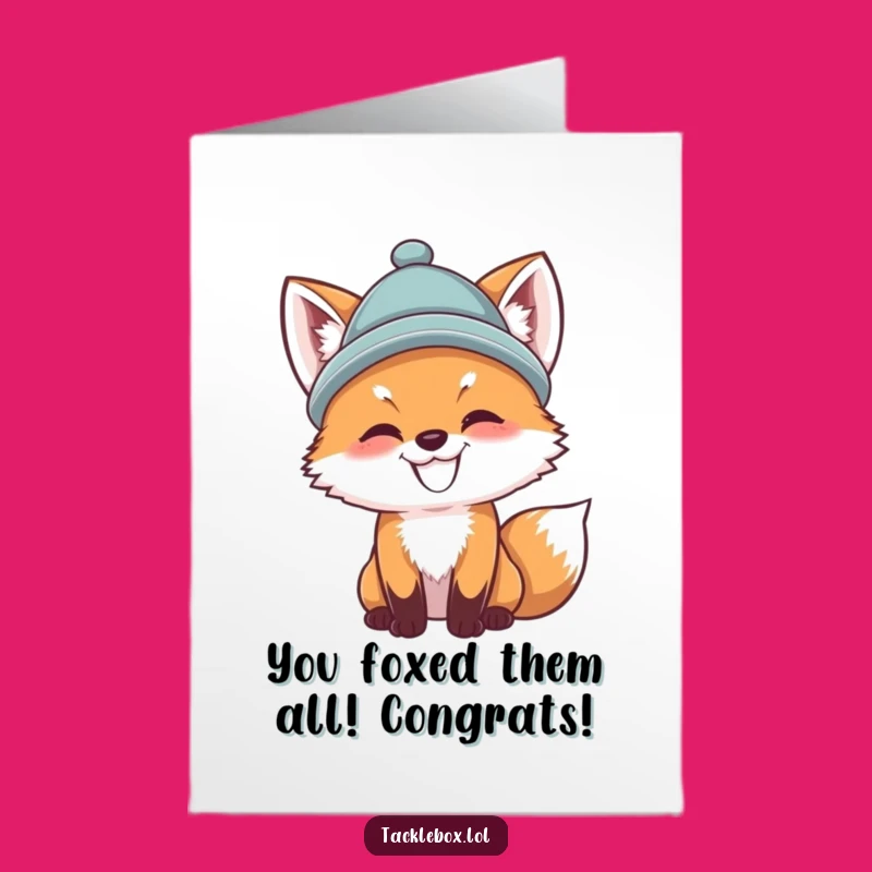 Free Printable Congrats Card: Fox Fishing Success Downloadable Gift for Winners