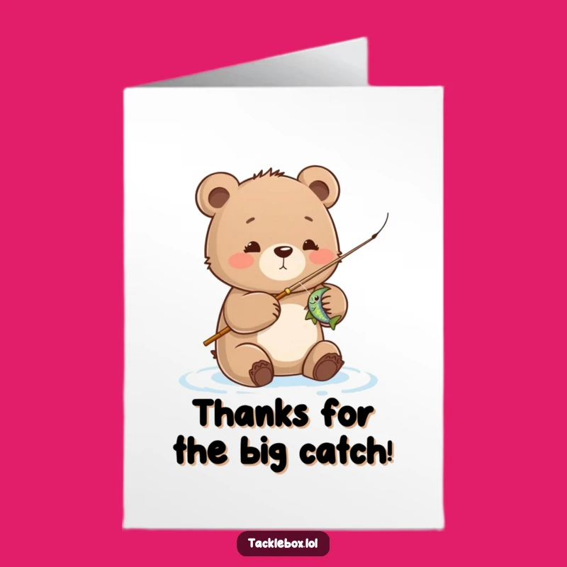 Free Printable Thank You Card: Funny Bear Fishing Gift of Gratitude Downloadable