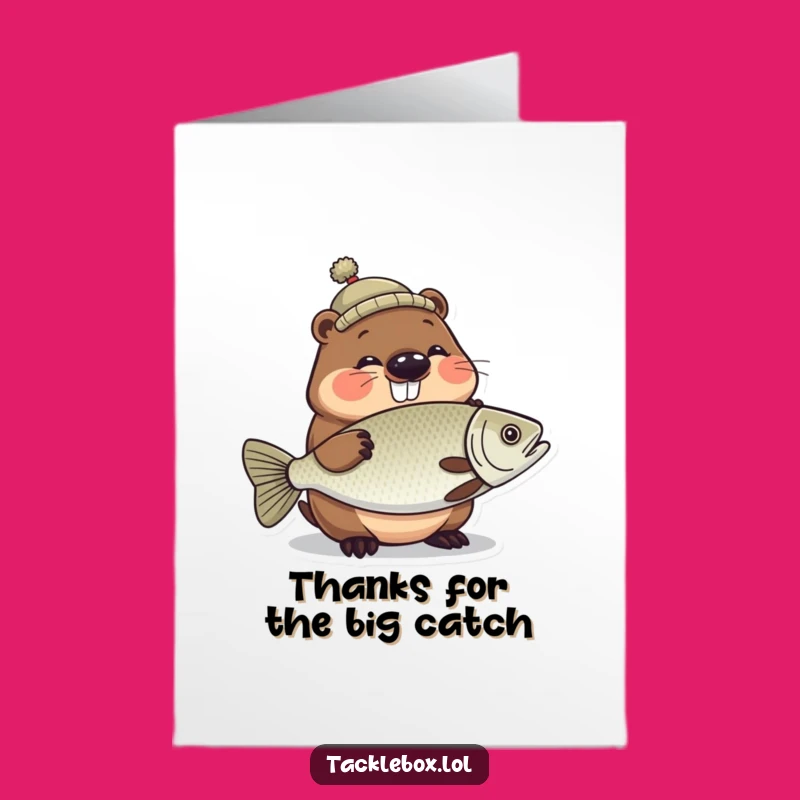 Free Printable Beaver Thank You Card: Big Fish Humor Downloadable Gift