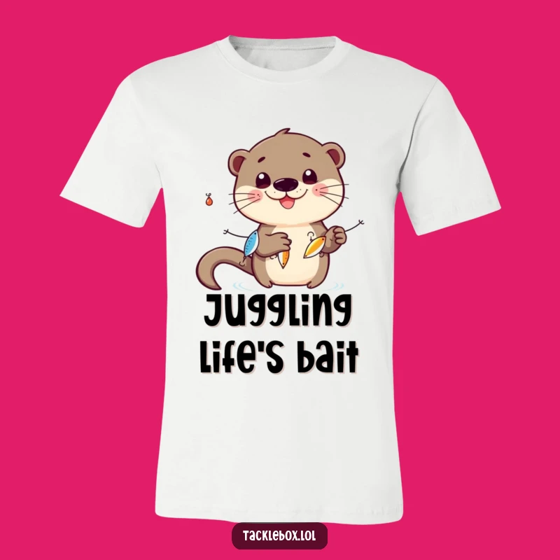 Funny Otter Juggling T-Shirt: Playful & Humorous Fishing Tee Gift