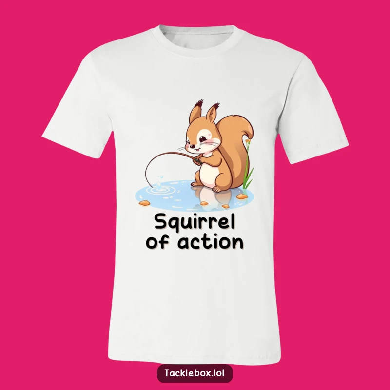 Funny Squirrel Fishing T-Shirt - A Determined Angler's Tee!