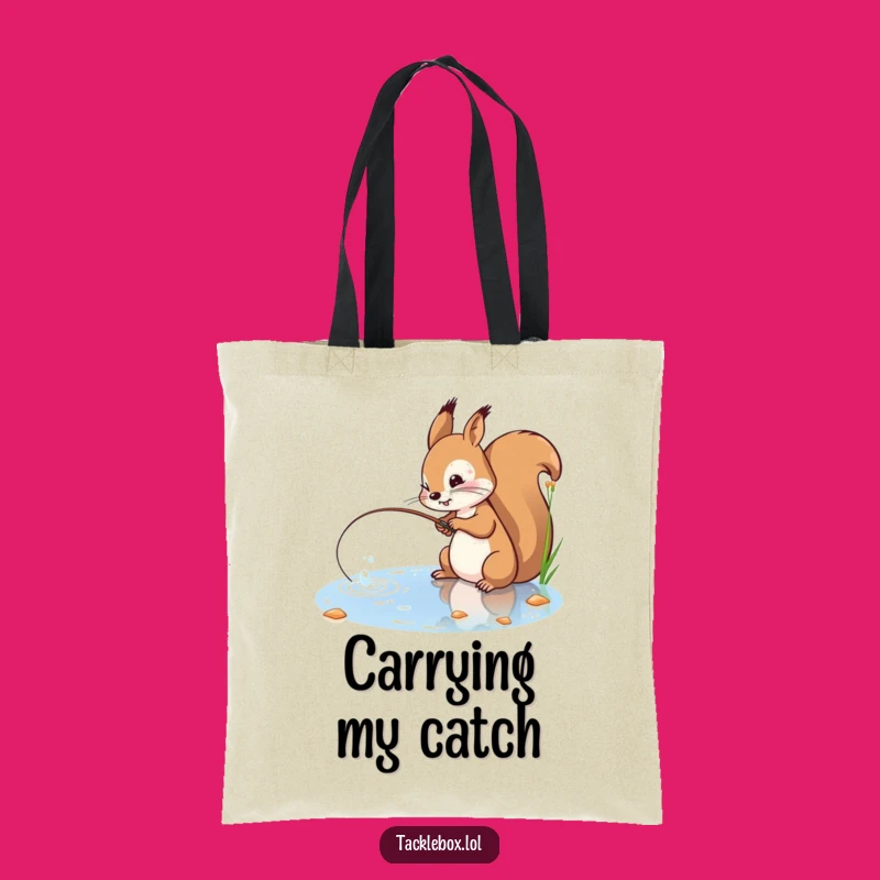 Funny Squirrel Fishing Tote Bag - Your Hilarious Carryall for Adventures!