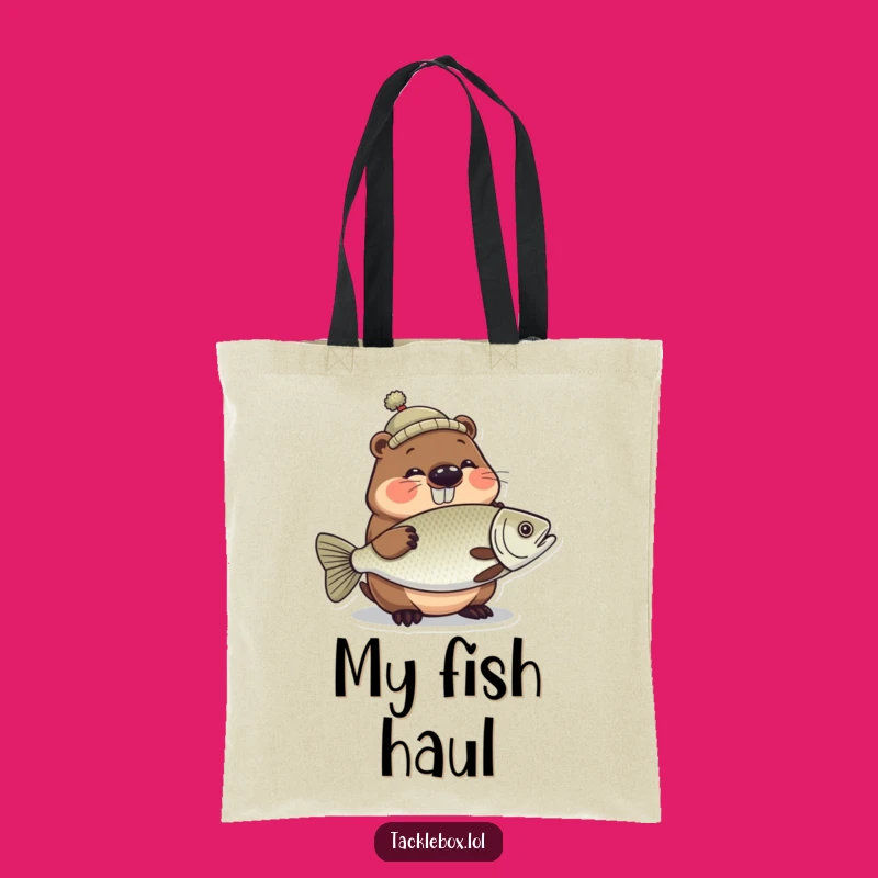 Funny Beaver Fishing Hat Tote Bag - Your Hilarious Carryall!